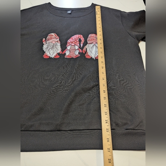 SHEIN Curve Holiday/Christmas Gnome Black Pullover Sweatshirt, Size 1XL - Picture 7 of 10